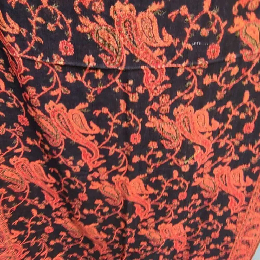 Orange Black Paisley Pashmina
